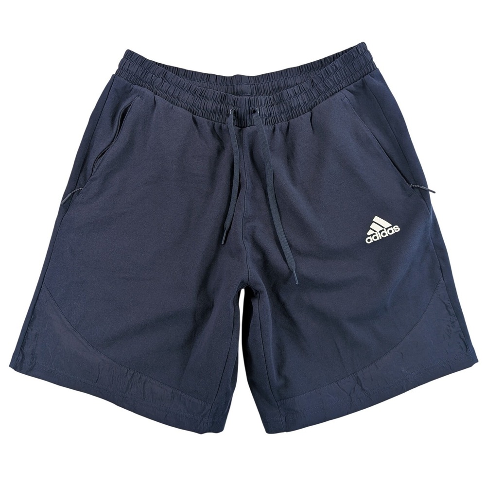 Adidas Shorts Mens XL Navy Blue Cotton Athleisure Athletic Shorts Zipper Pockets - Picture 2 of 12